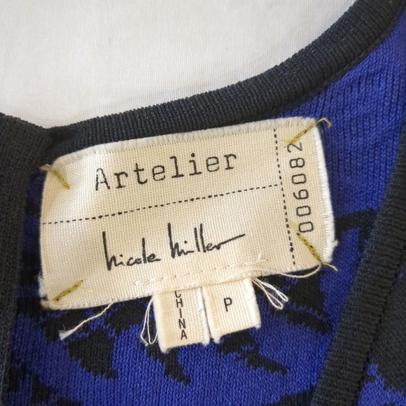 Nicole Miller Artelier graphic above knee dress ,blueish purple/ black, size P - Picture 9 of 10